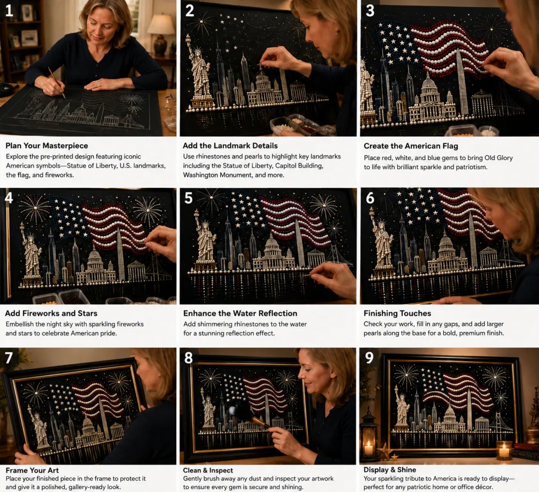 🦅Limited Edition USA 250th Anniversary Handmade Pearl Art Kit – Patriotic Wall Decor