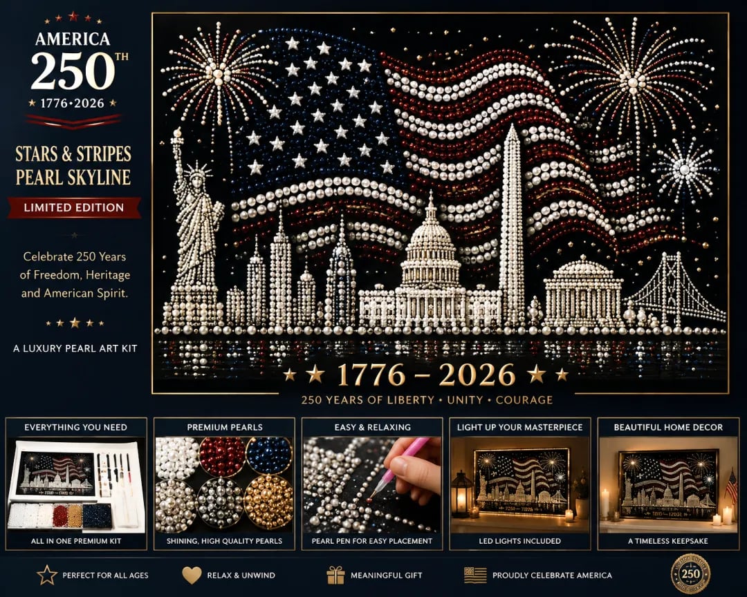 🦅Limited Edition USA 250th Anniversary Handmade Pearl Art Kit – Patriotic Wall Decor