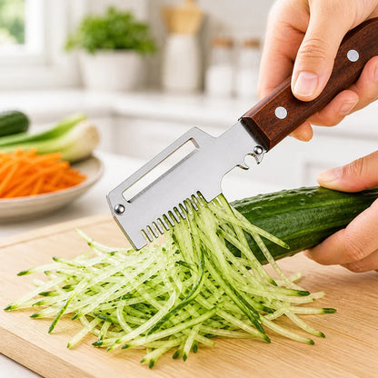 Wooden-Handled Stainless Steel Shredder and Peeler