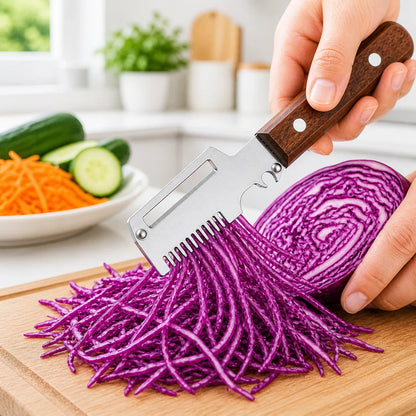Wooden-Handled Stainless Steel Shredder and Peeler