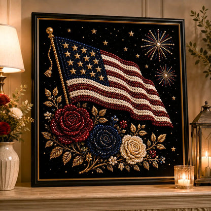 🦅Limited Edition USA 250th Anniversary Handmade Pearl Art Kit – Patriotic Wall Decor