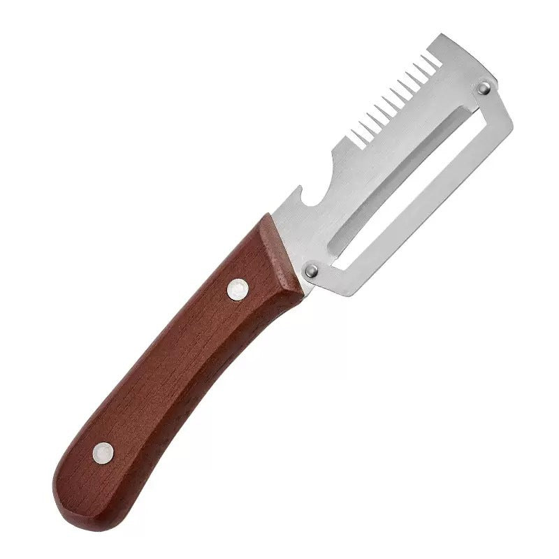 Wooden-Handled Stainless Steel Shredder and Peeler