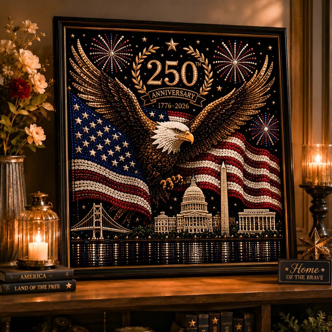 🦅Limited Edition USA 250th Anniversary Handmade Pearl Art Kit – Patriotic Wall Decor
