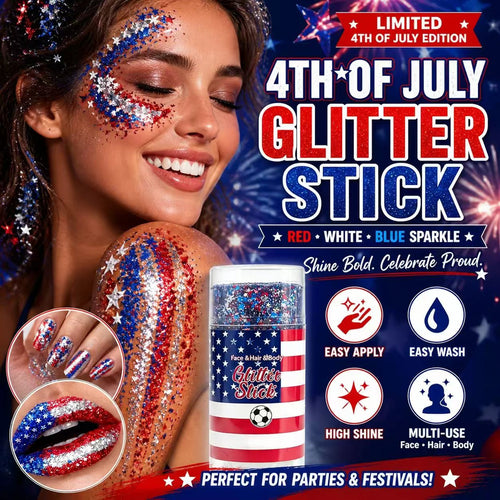 🦅4th of July Glitter Stick✨🔔Red. White & Blue Body & Hair Sparkle