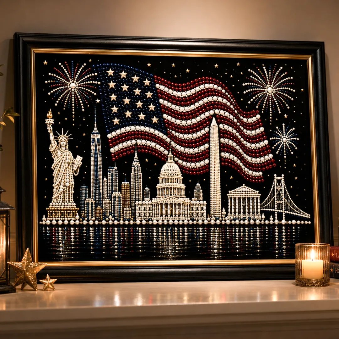 🦅Limited Edition USA 250th Anniversary Handmade Pearl Art Kit – Patriotic Wall Decor