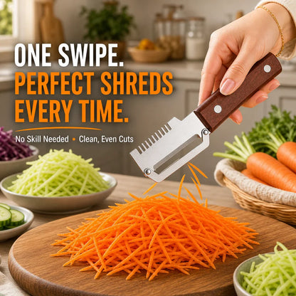 Wooden-Handled Stainless Steel Shredder and Peeler