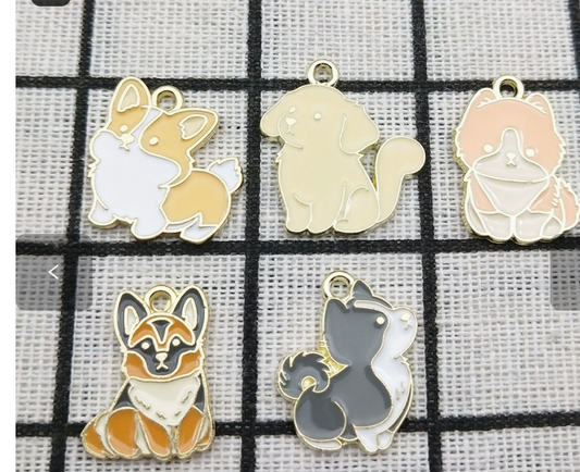 Puppy Pals Enamel Charm Set – 5 Cute Dog Charms
